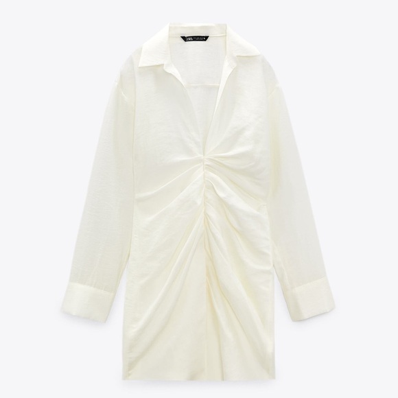 ZARA - Elegant Draped Dress - White - Small - Picture 3 of 5